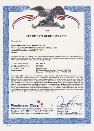 FDA CERTIFICATE