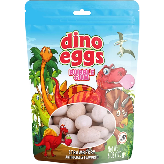 Dino Eggs Strawberry Flavoured Bubble Gum 170 G X 24 Bag