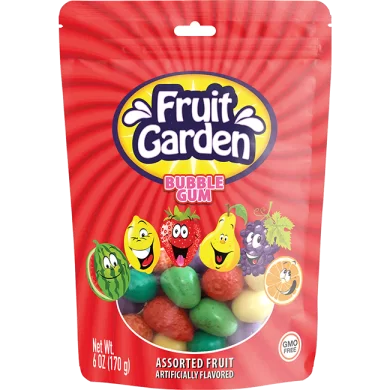 Fruit Garden Assorted Fruit Flavoured Bubble Gum 170 G X 24 Gusset Bag