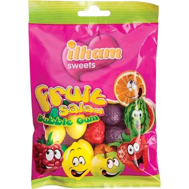 Fruit Salad Assorted Fruit Flavoured Bubble Gum 1 Kg X 12 Bag