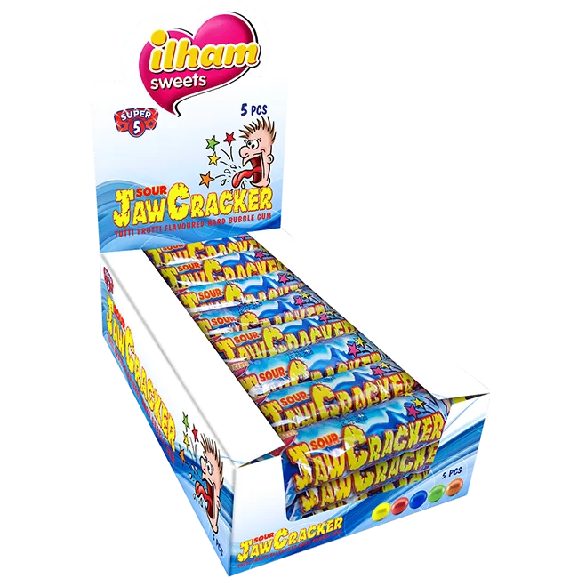 Super 5 - Jaw Cracker Tutti Frutti Flavoured Sour Bubble Gum