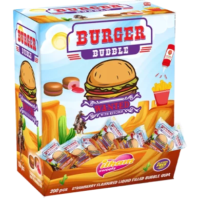 Burger Bubble Strawberry Flavoured Bubble Gum