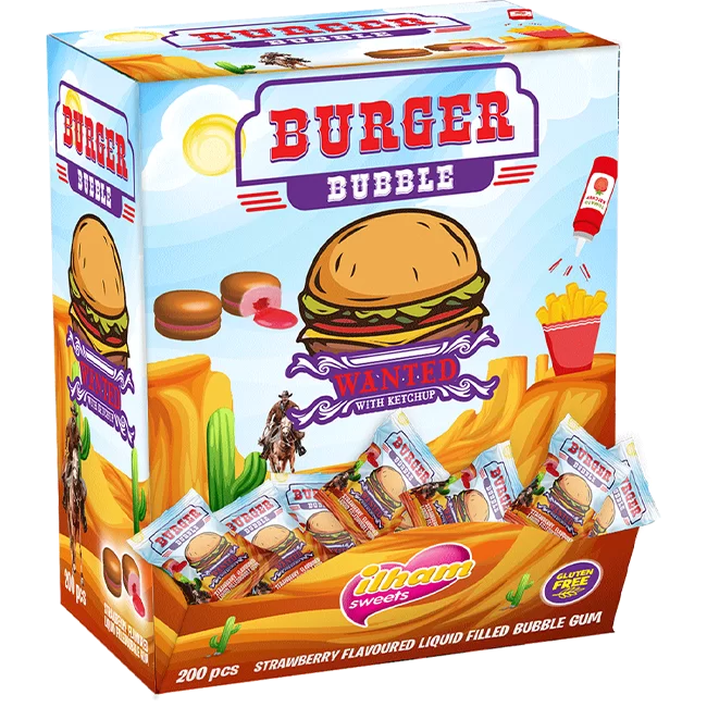 Burger Bubble Strawberry Flavoured Bubble Gum